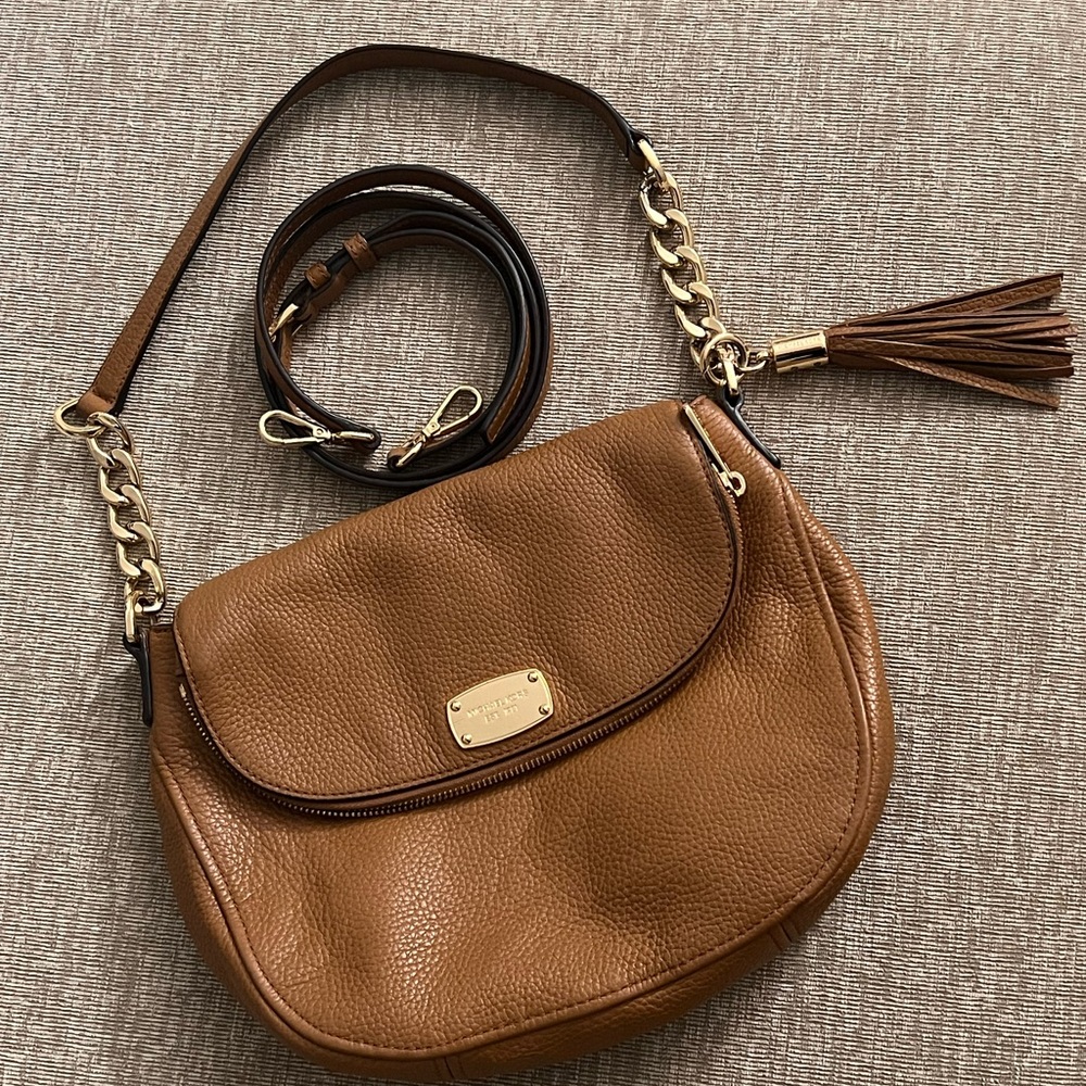 Michael Kors Brown Leather Crossbody Saddle Bag